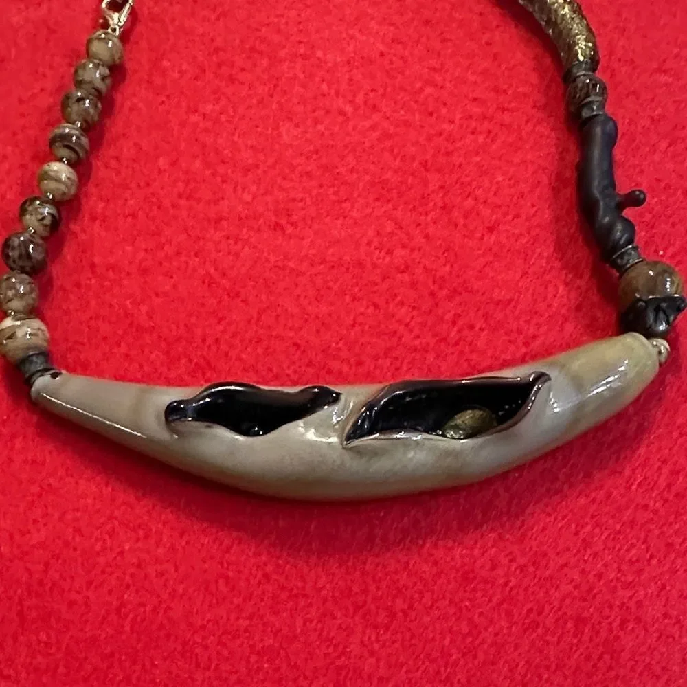 Paola Murano Unique Beaded Glass Necklace with Earthy Tones